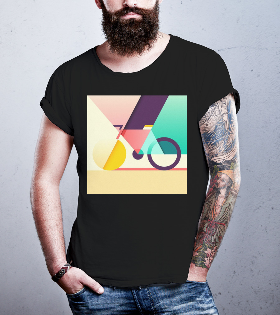 Colourful Geometric Bicycle Abstraction T-Shirt