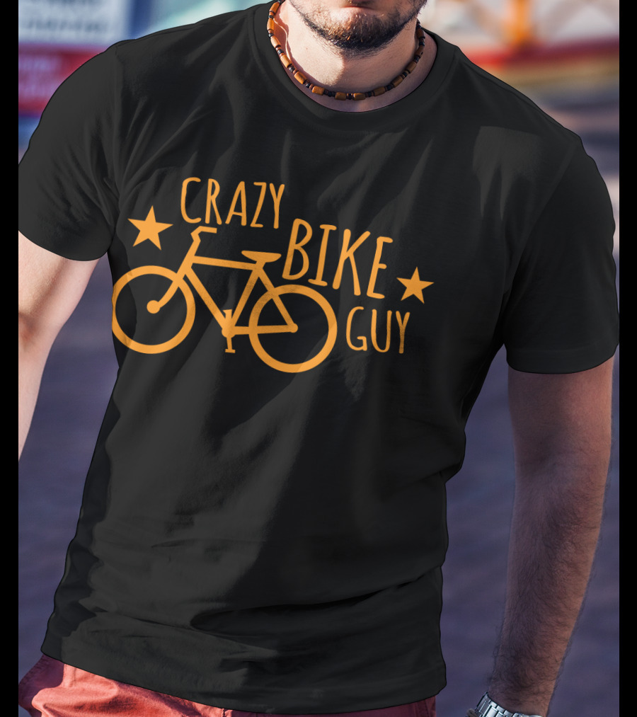CRAZY BIKE GUY Bicycle Stars Fun T-Shirt