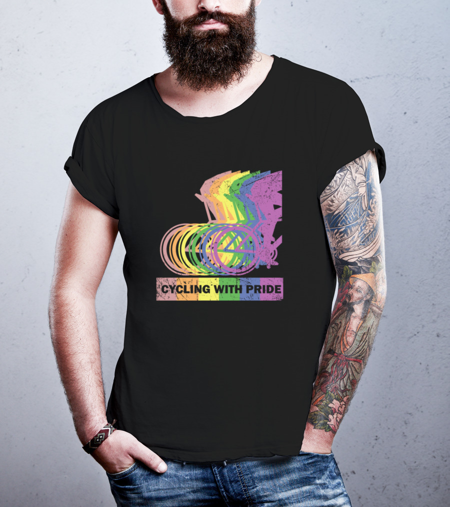 Cycling With Pride Christopher Street Rainbow Bicycle T-Shirt