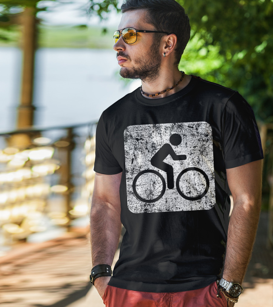 Cycling Sign Grunge Style Iconic Bicycle T-Shirt