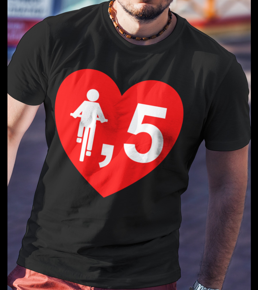 Cyclist Heart 5 Red T-Shirt
