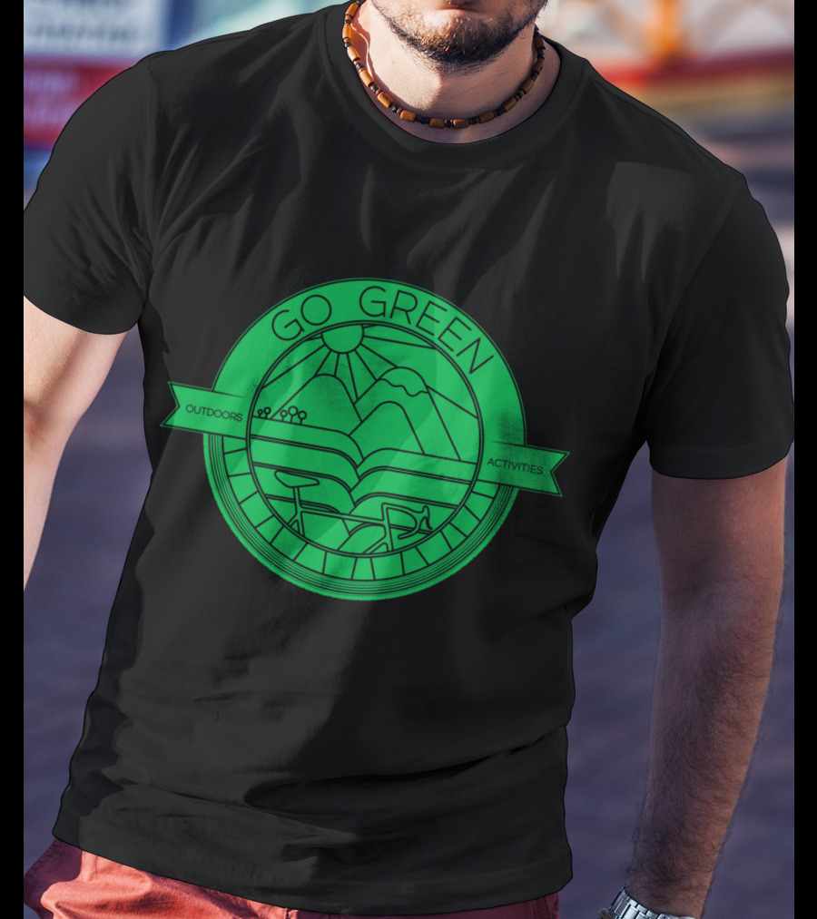 Go Green Outdoors Activities Mountain Cycling Scenery T-Shirt