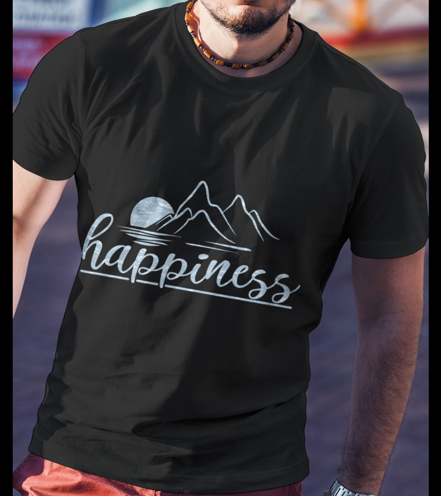 Happiness Mountains And Moon Scene T-Shirt