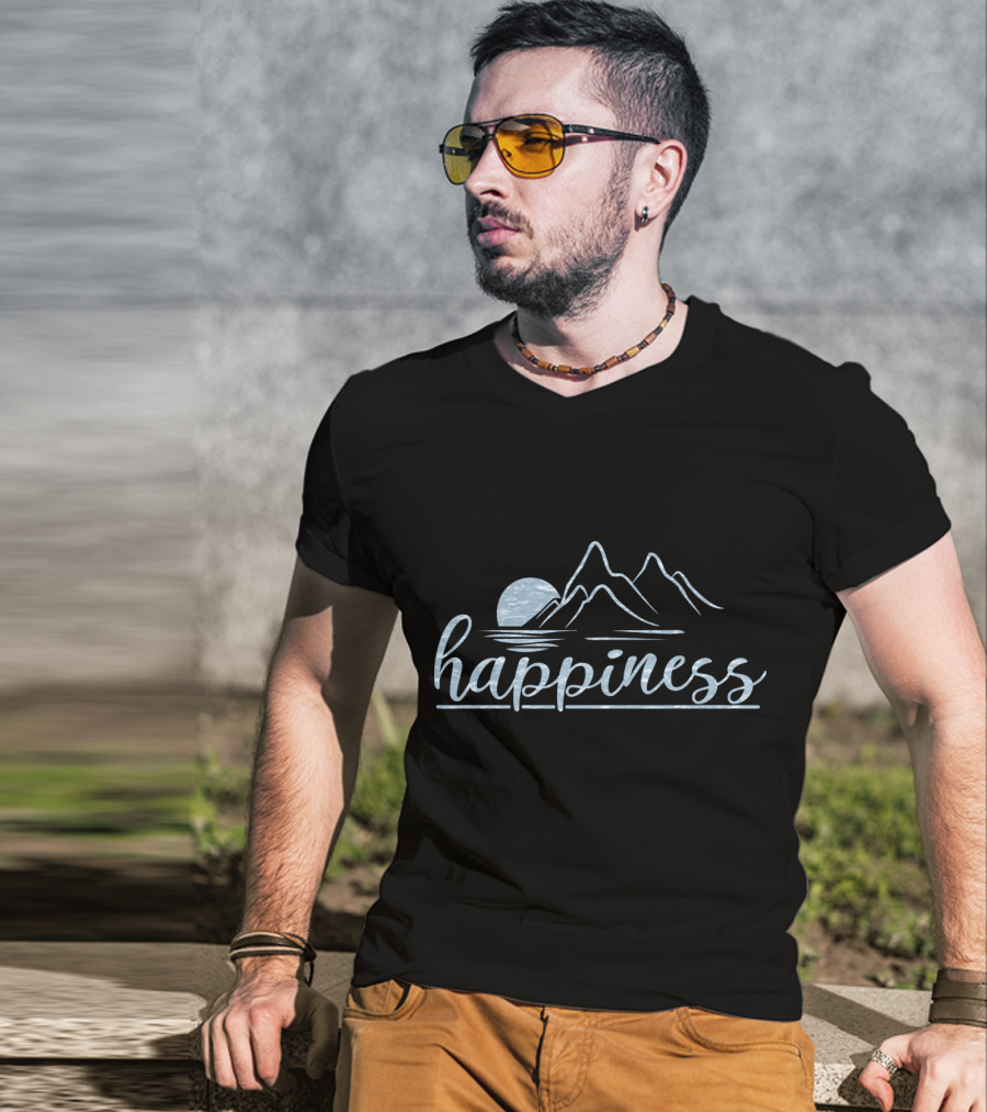 Happiness Mountains And Moon Scene T-Shirt