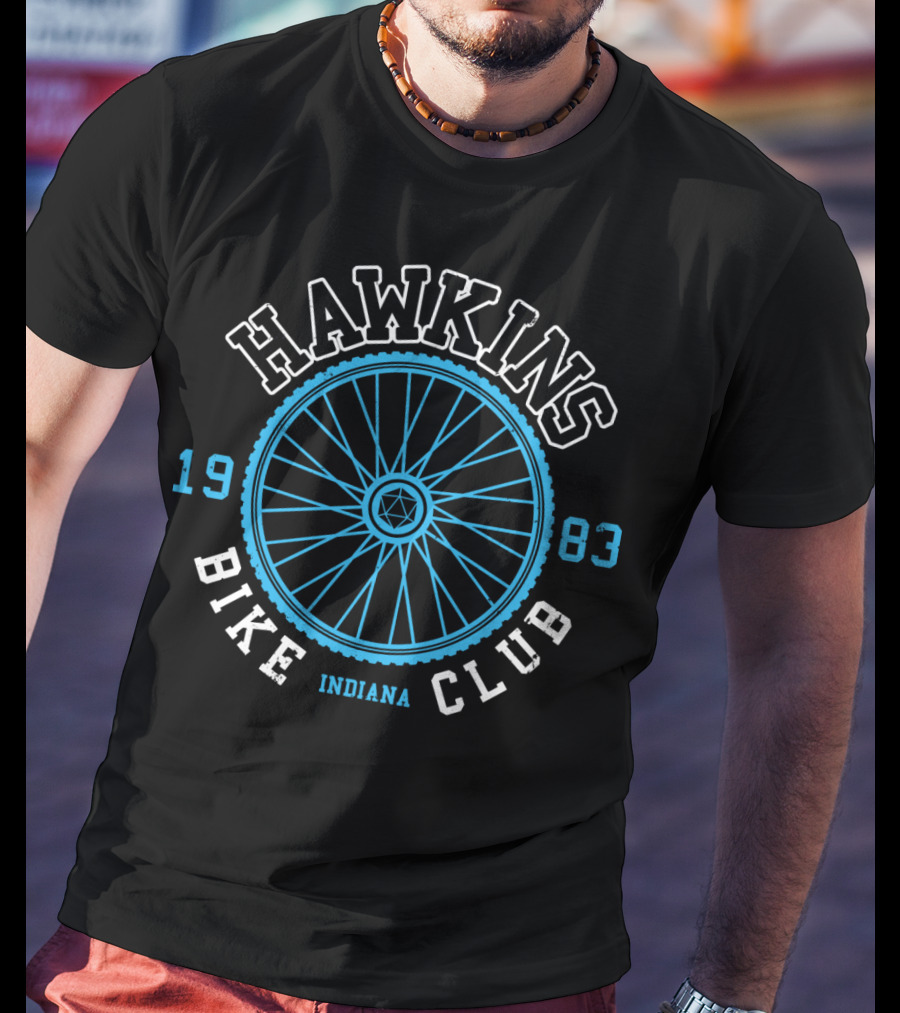 Hawkins Bike Club 1983 Indiana Wheel Emblem T-Shirt