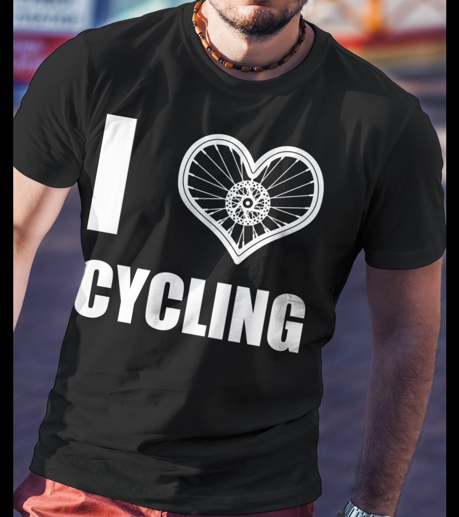 I Love Cycling Bicycle Wheel Heart T-Shirt