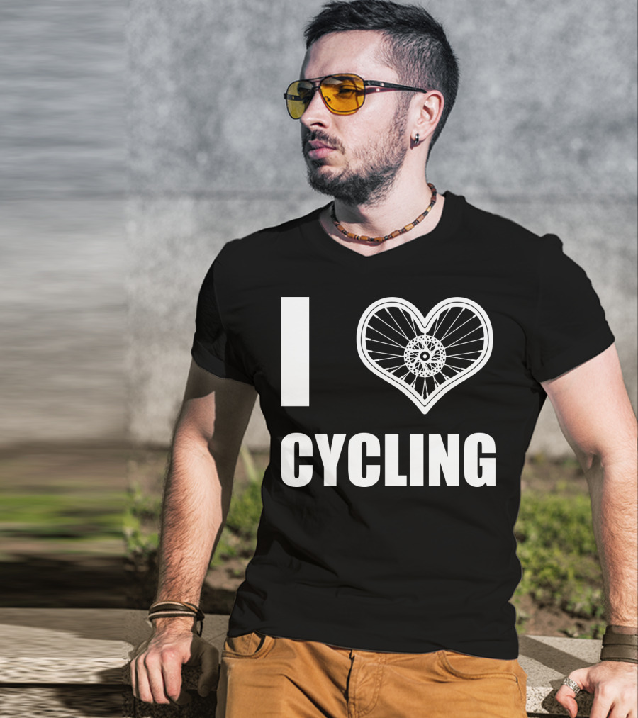 I Love Cycling Bicycle Wheel Heart T-Shirt
