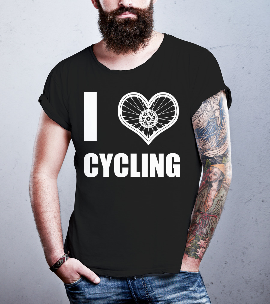 I Love Cycling Bicycle Wheel Heart T-Shirt