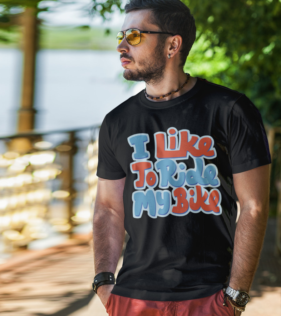 I Like To Ride My Bike Retro Typography T-Shirt