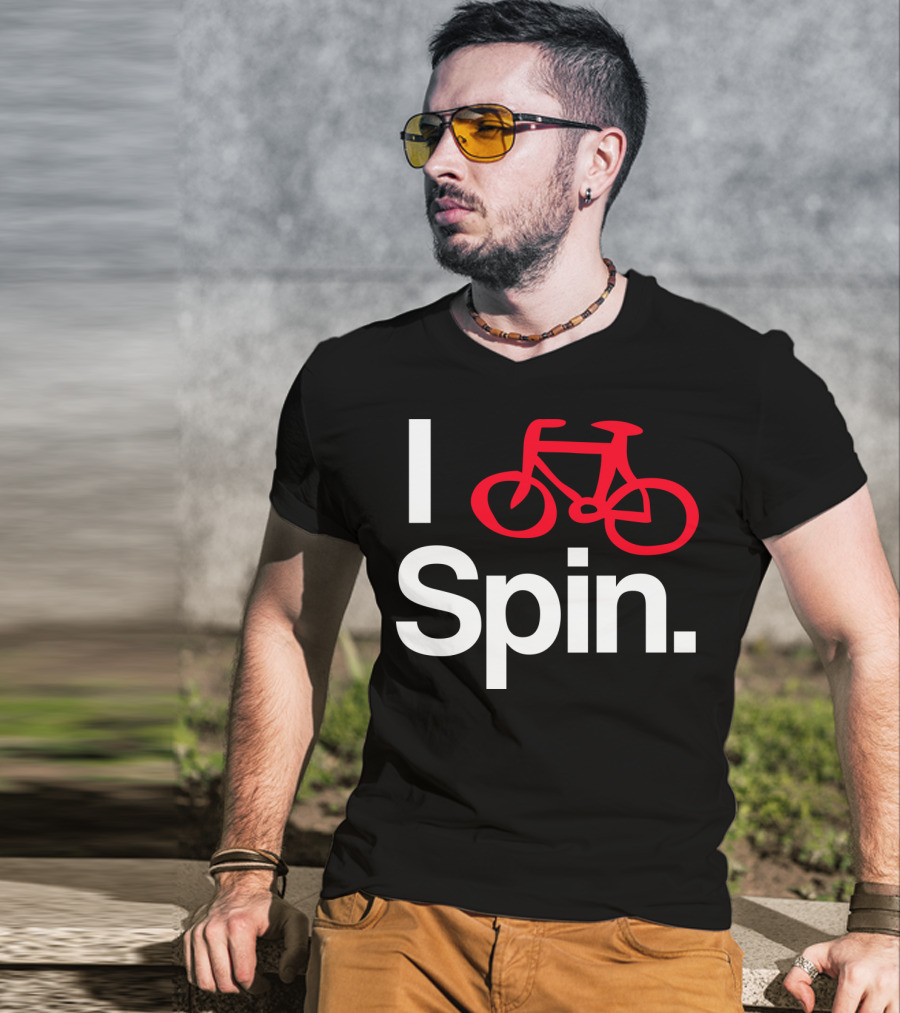 I Spin Bike Cycling Biking Workout With Red Bicycle T-Shirt