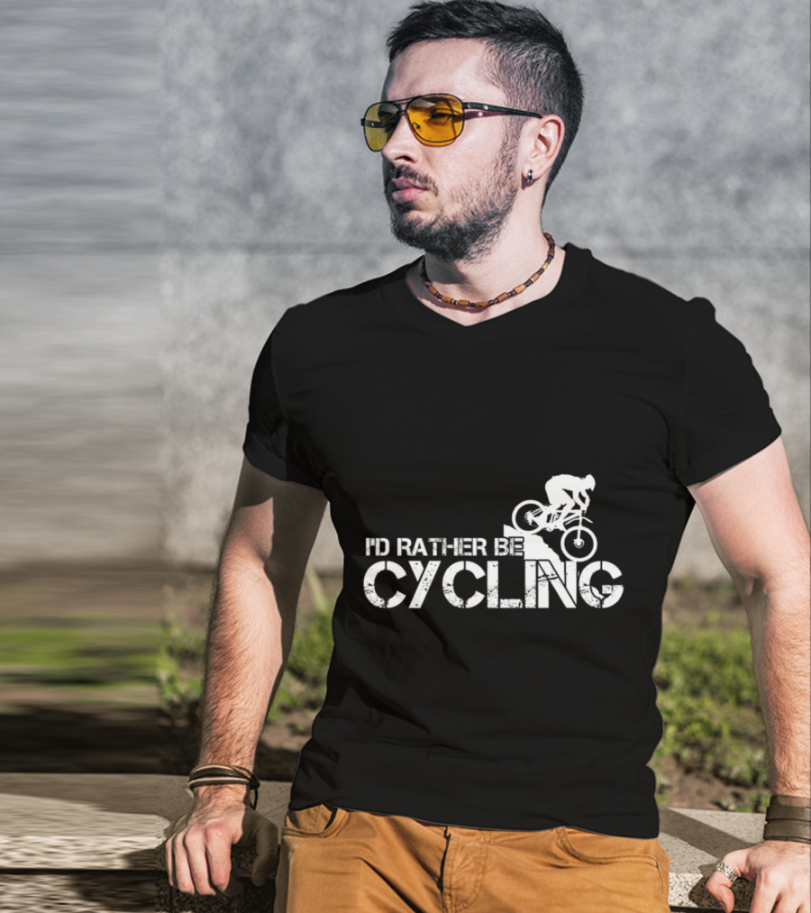 I'd Rather Be Cycling Stairs Downhill MTB Adventure T-Shirt