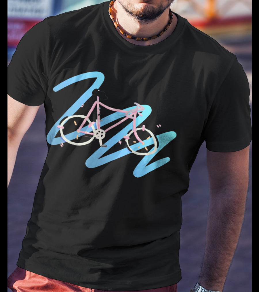 It's A Bike Pastel Bicycle With Abstract Blue Swirls T-Shirt