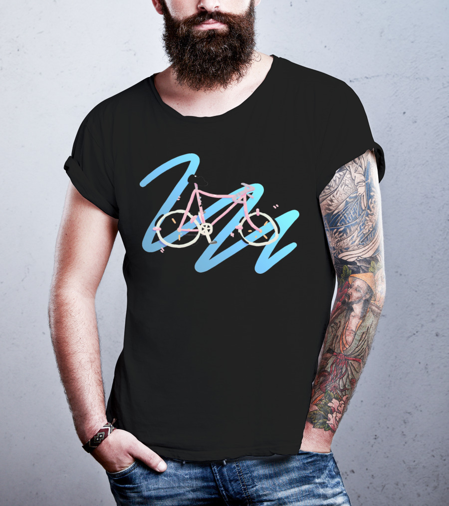It's A Bike Pastel Bicycle With Abstract Blue Swirls T-Shirt