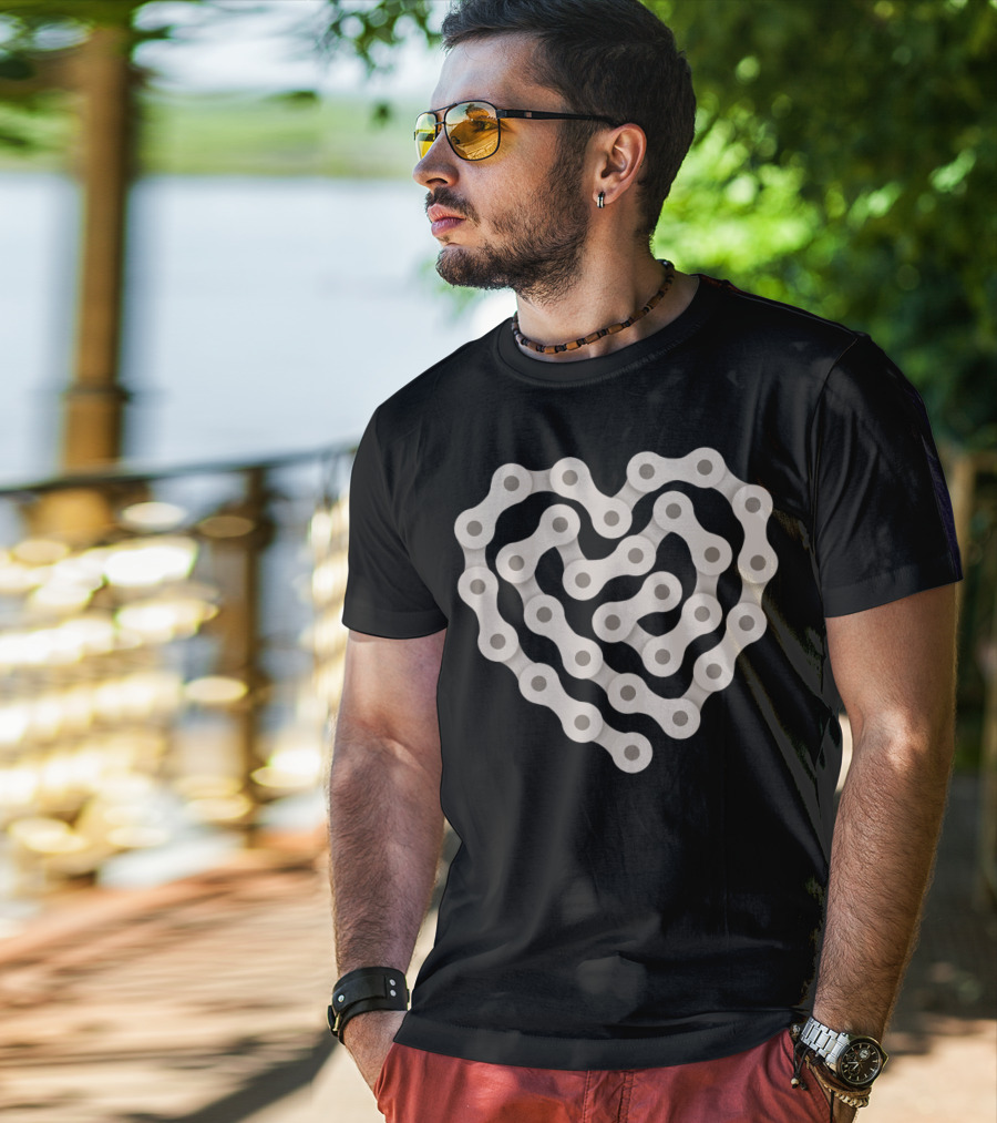 Love Biking Heart Chain T-Shirt