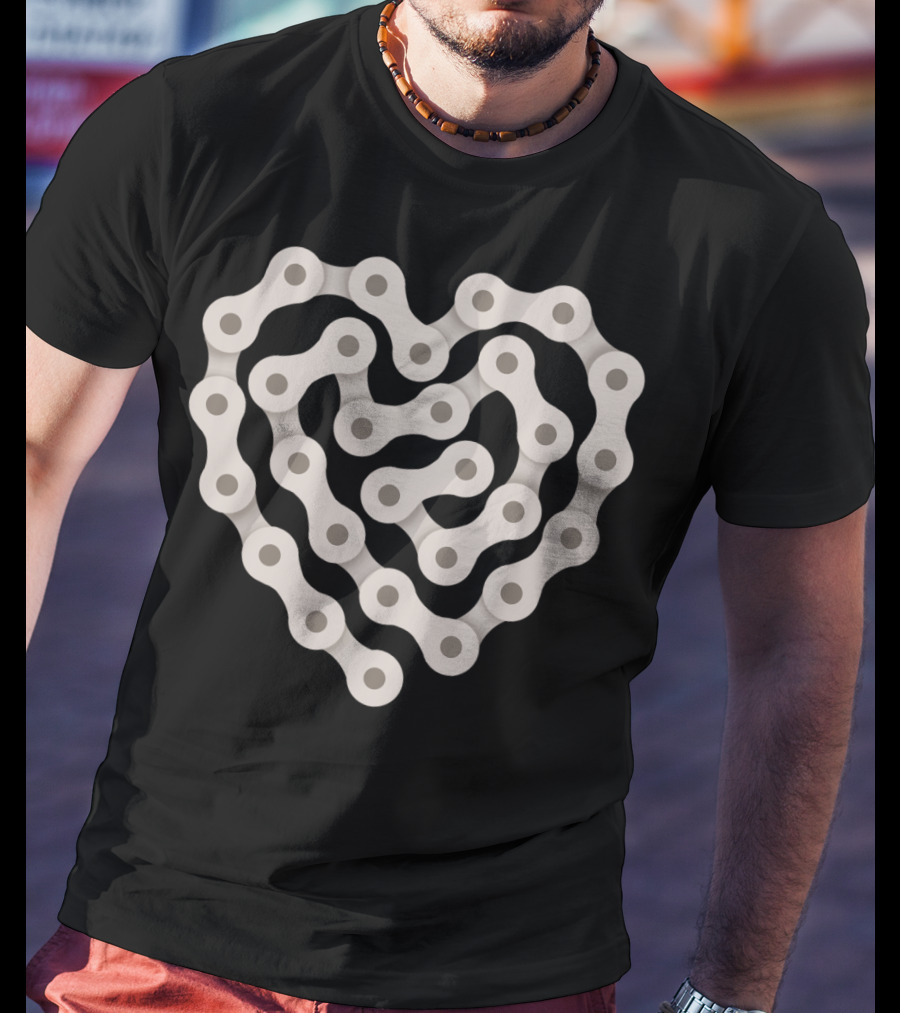 Love Biking Heart Chain T-Shirt