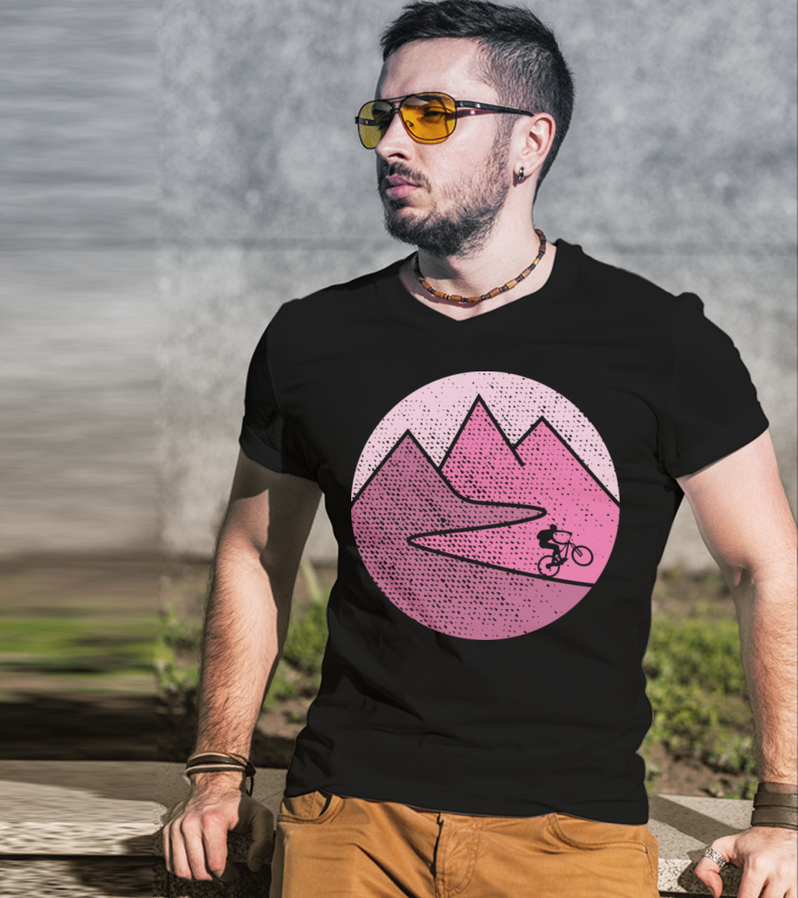 Mountain Bike Cycling Scenic Adventure In Pink Mountains T-Shirt