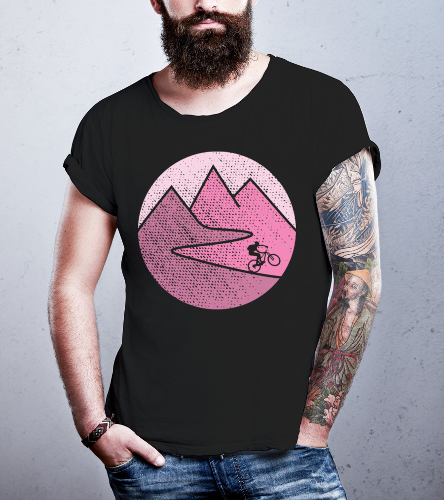 Mountain Bike Cycling Scenic Adventure In Pink Mountains T-Shirt