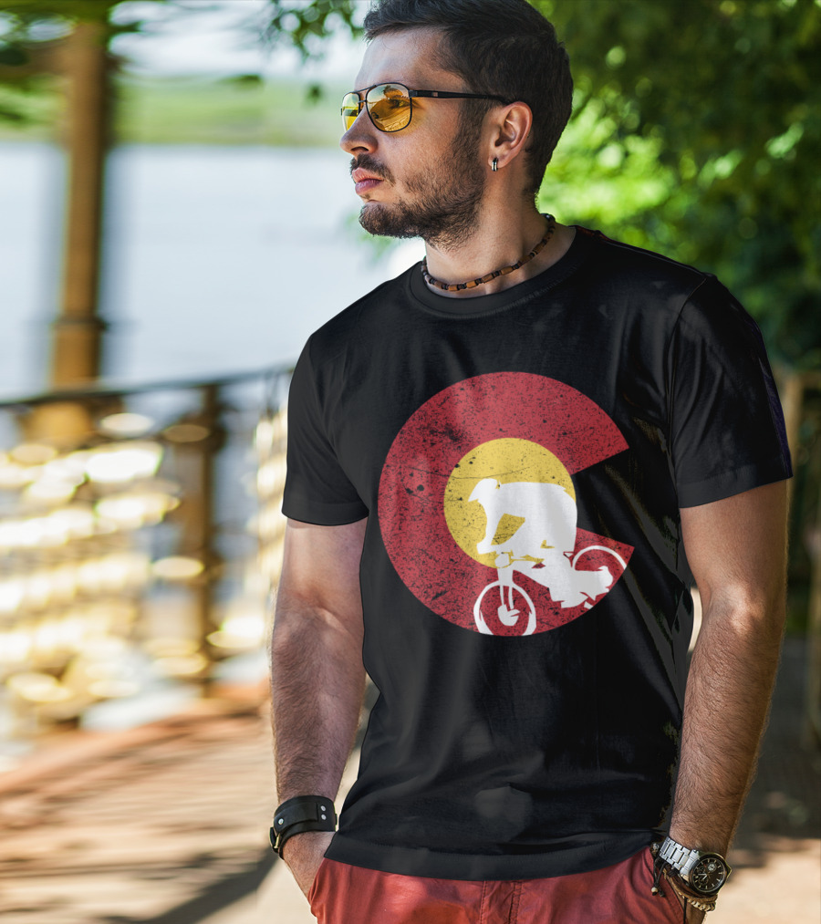 Colorado Mountain Biking Silhouette With State Flag T-Shirt