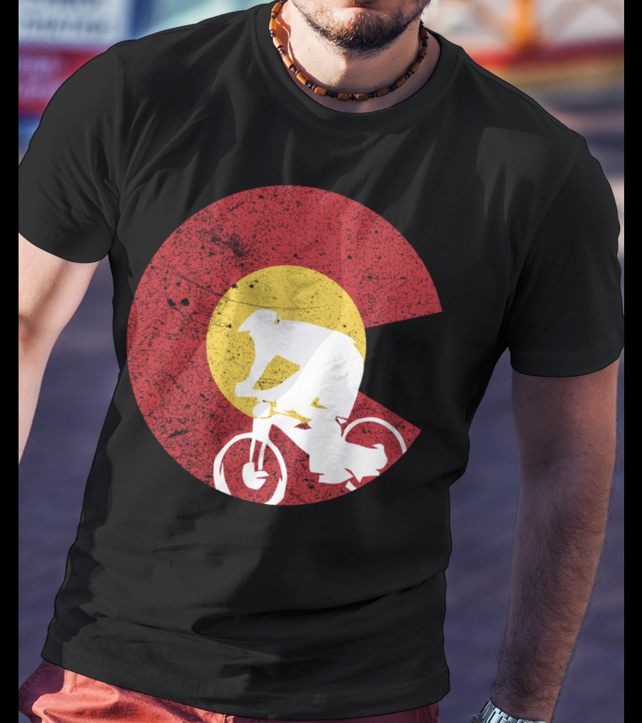 Colorado Mountain Biking Silhouette With State Flag T-Shirt