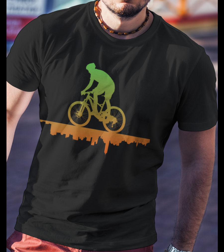 MTB Free Your Mind Cyclist Urban Skyline Gradient T-Shirt