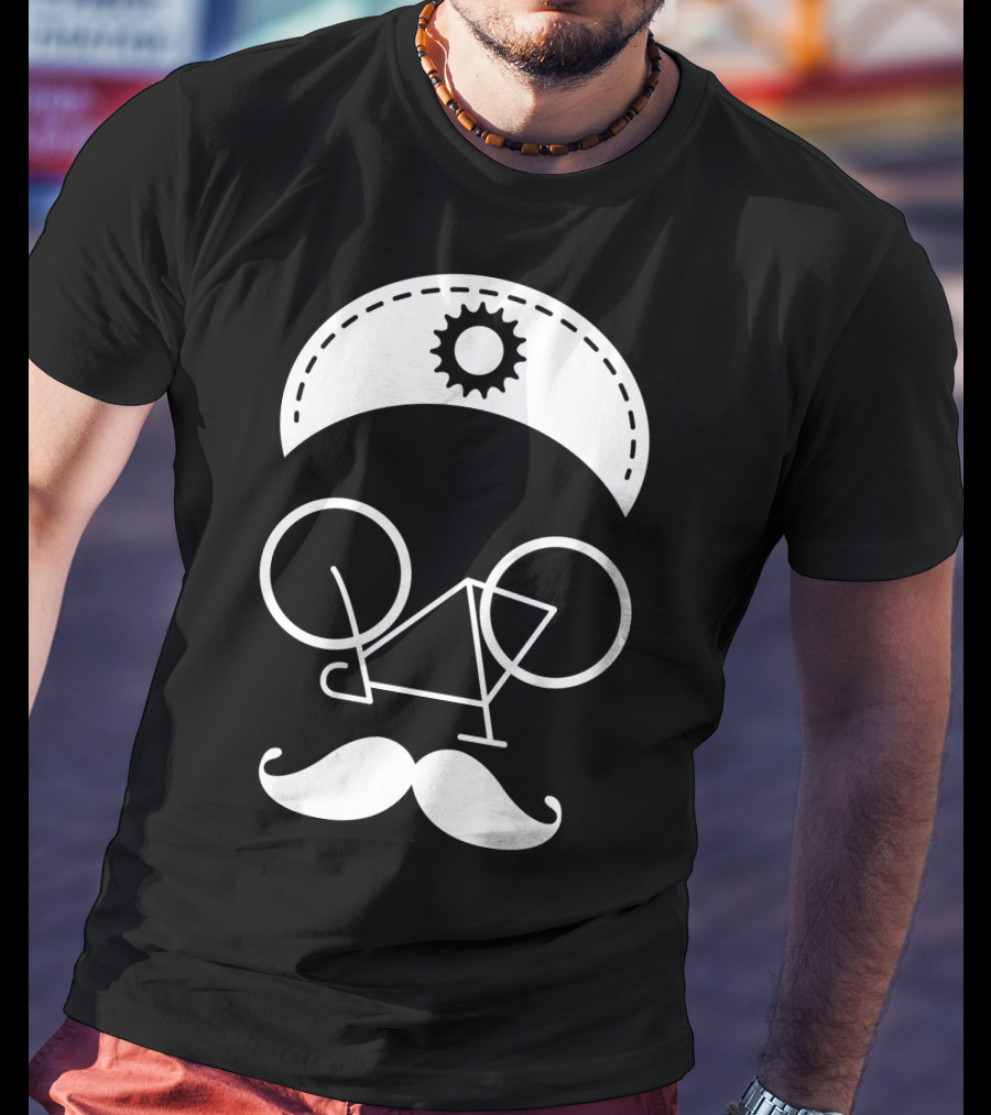Bicycle Mustache Face Helmet Gear T-Shirt