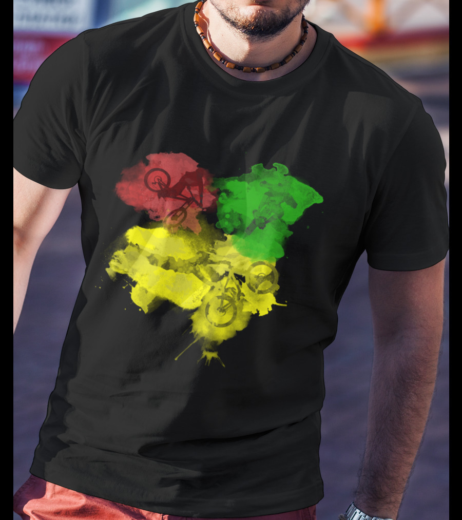 MTB Rasta Red Green Yellow Mountain Biking T-Shirt
