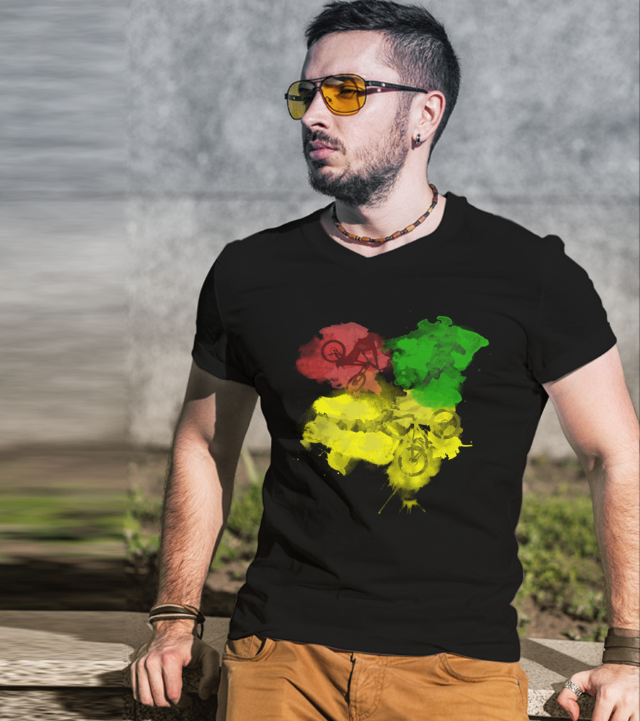 MTB Rasta Red Green Yellow Mountain Biking T-Shirt