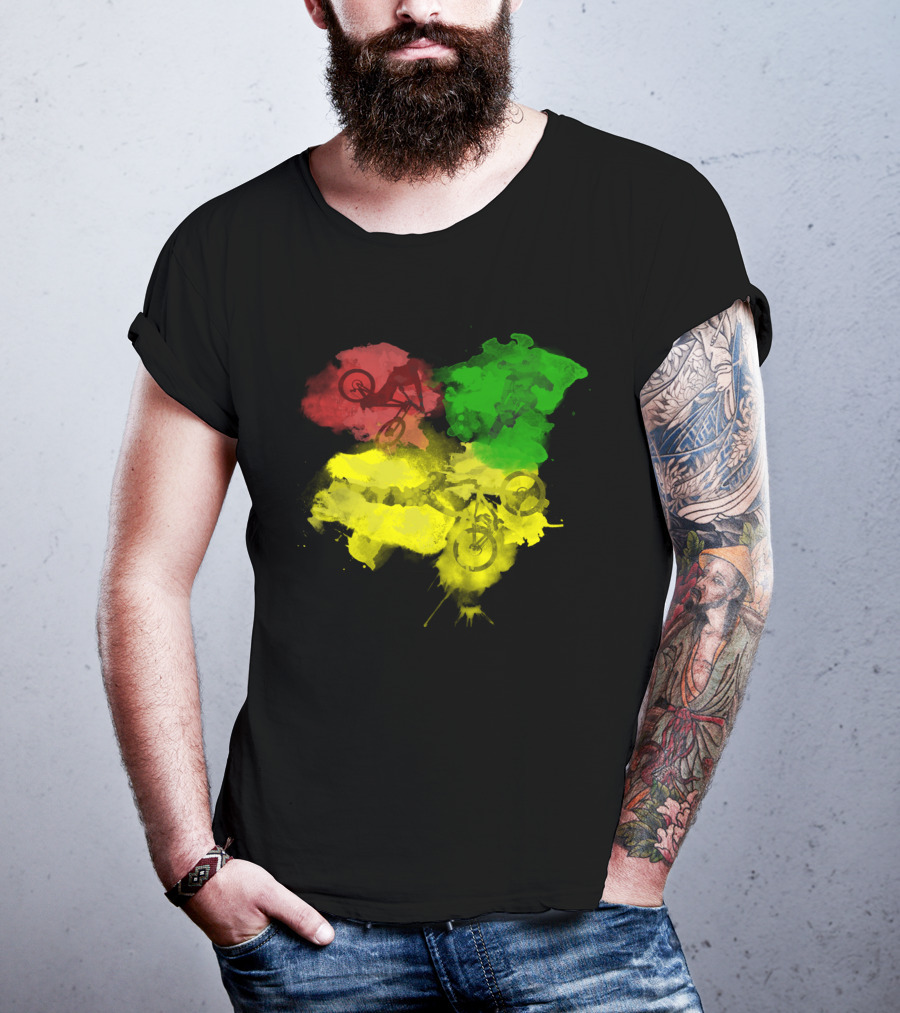 MTB Rasta Red Green Yellow Mountain Biking T-Shirt