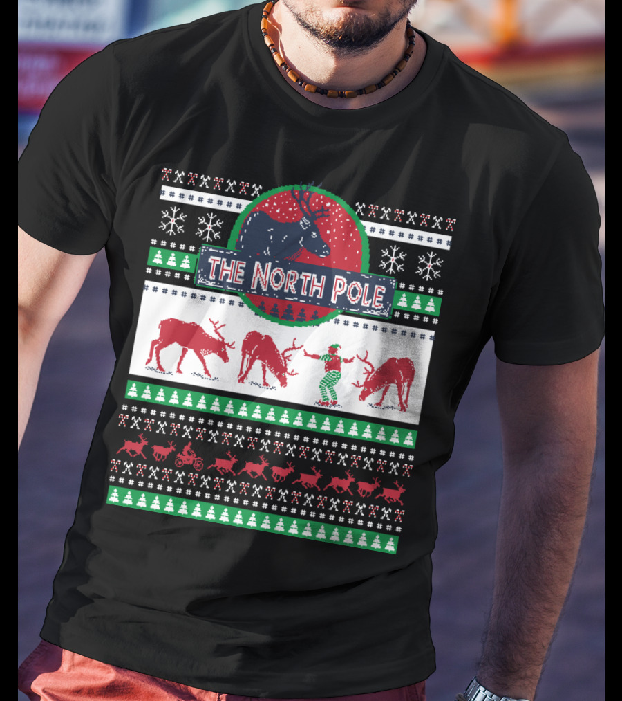 The North Pole Reindeer Ugly Christmas T-Shirt