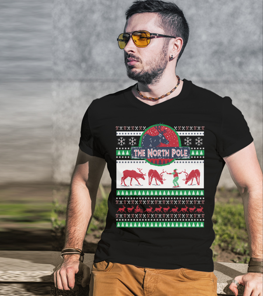 The North Pole Reindeer Ugly Christmas T-Shirt
