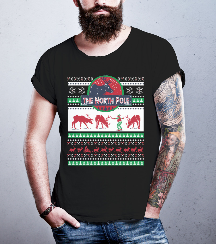 The North Pole Reindeer Ugly Christmas T-Shirt