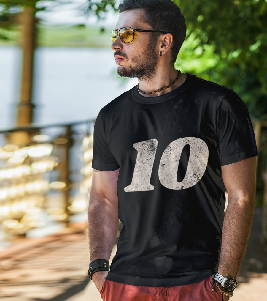 Number Ten 10 Distressed Vintage Sports T-Shirt
