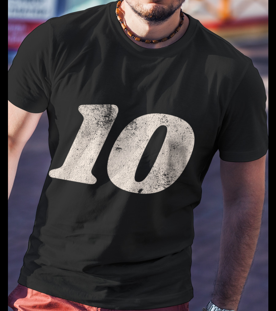 Number Ten 10 Distressed Vintage Sports T-Shirt