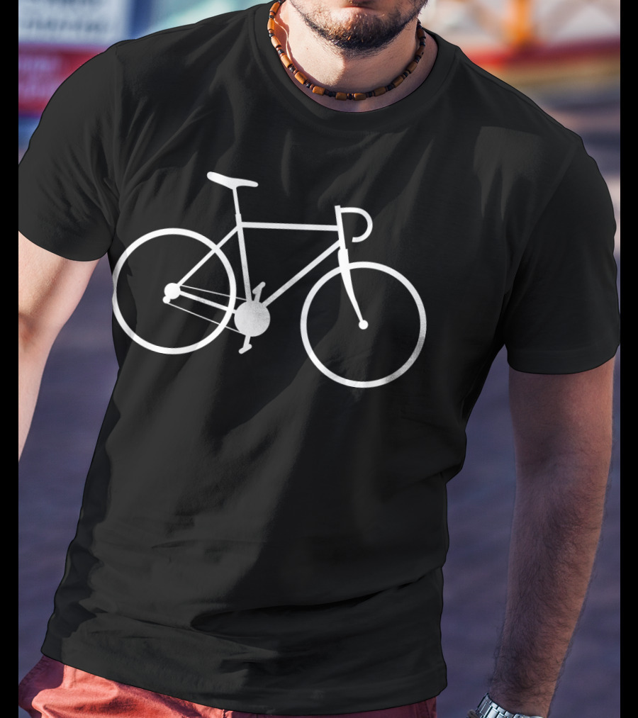 Racing Bike White Simple Bicycle Outline T-Shirt