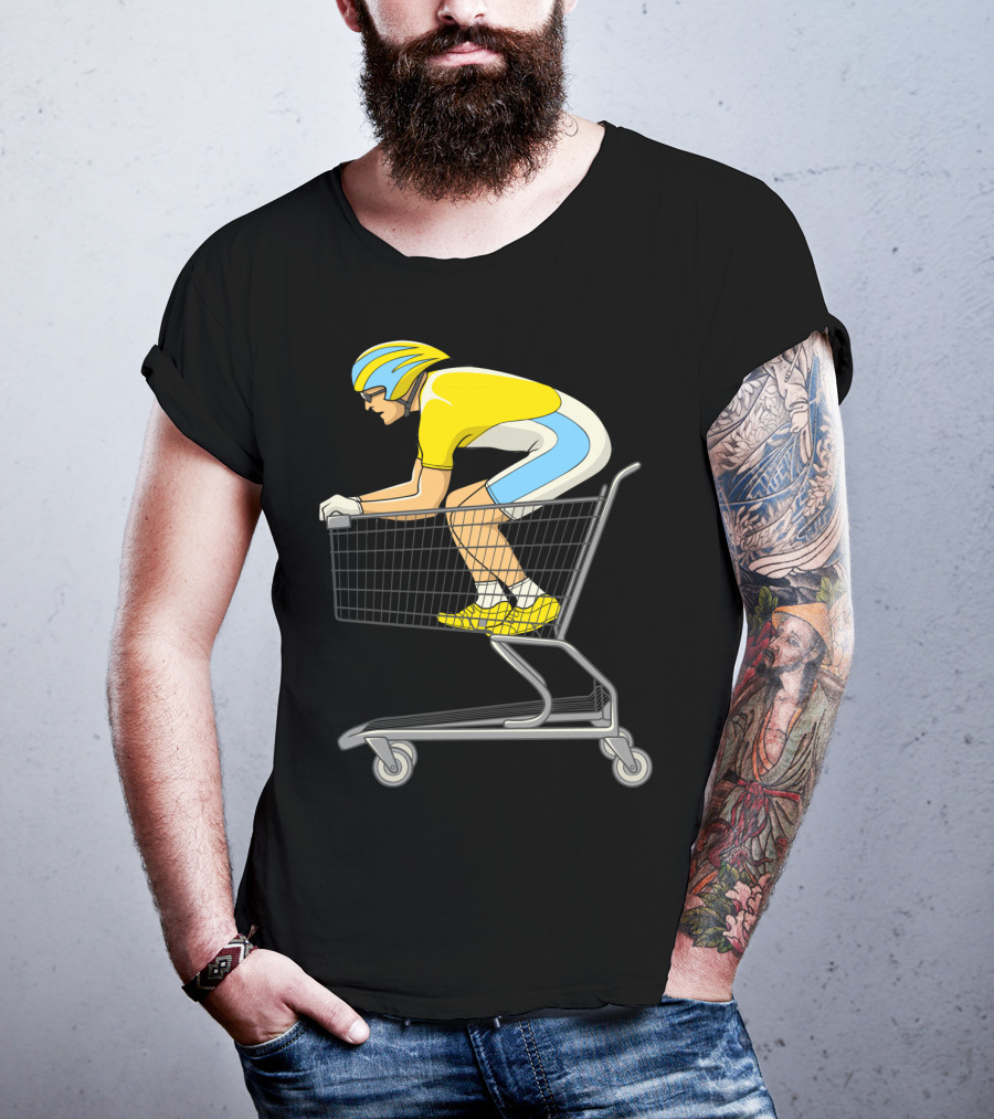 Retail Racer Cyclist In Shopping Cart T-Shirt