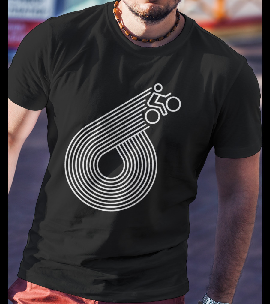 Retro Cycling Lines Geometric Rider Loop T-Shirt