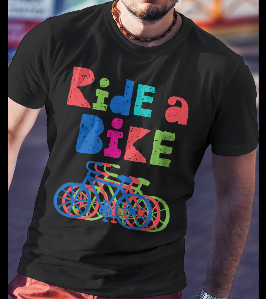 Ride A Bike Sketchy Colorful Layered Bicycles T-Shirt