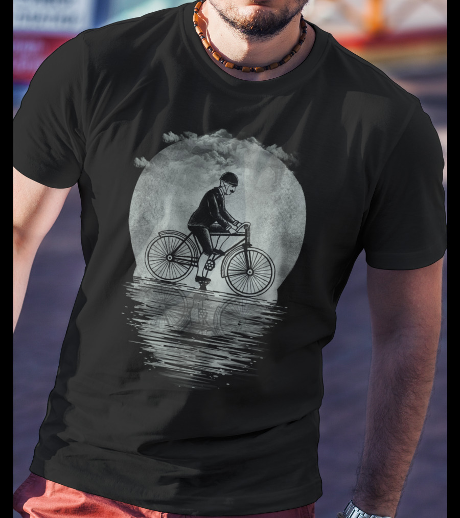 Ride Hard Or Die Young Bicycle Rider Reflecting On Water Under Cloudy Sky T-Shirt