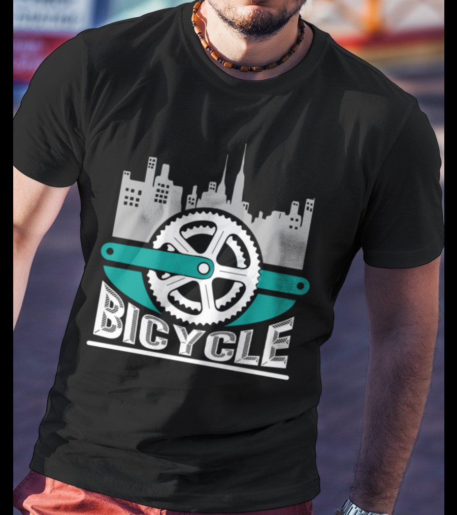 Skyline City Bicycle Chain Bike Idea T-Shirt