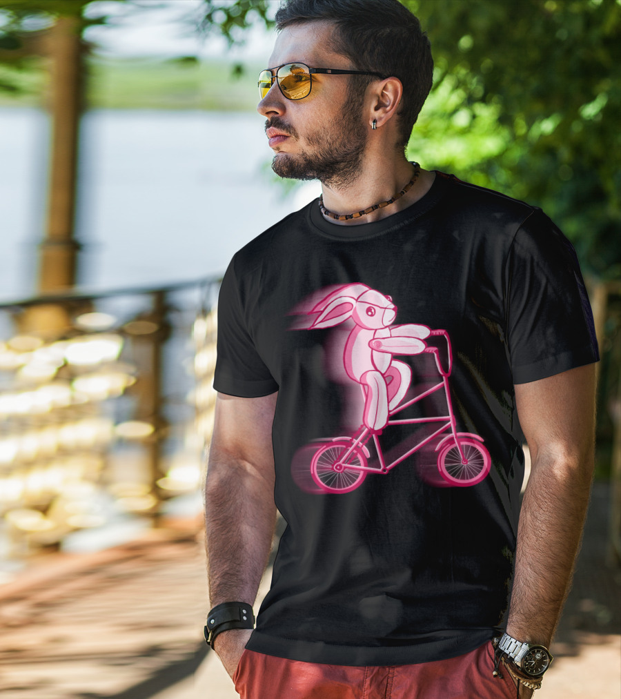 The Hare Riding Bicycle In Motion T-Shirt