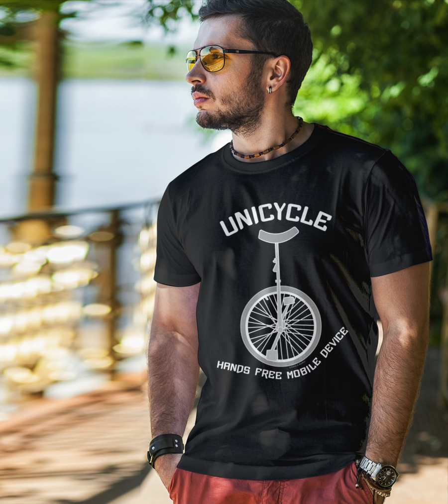Unicycle Hands Free Mobile Device T-Shirt