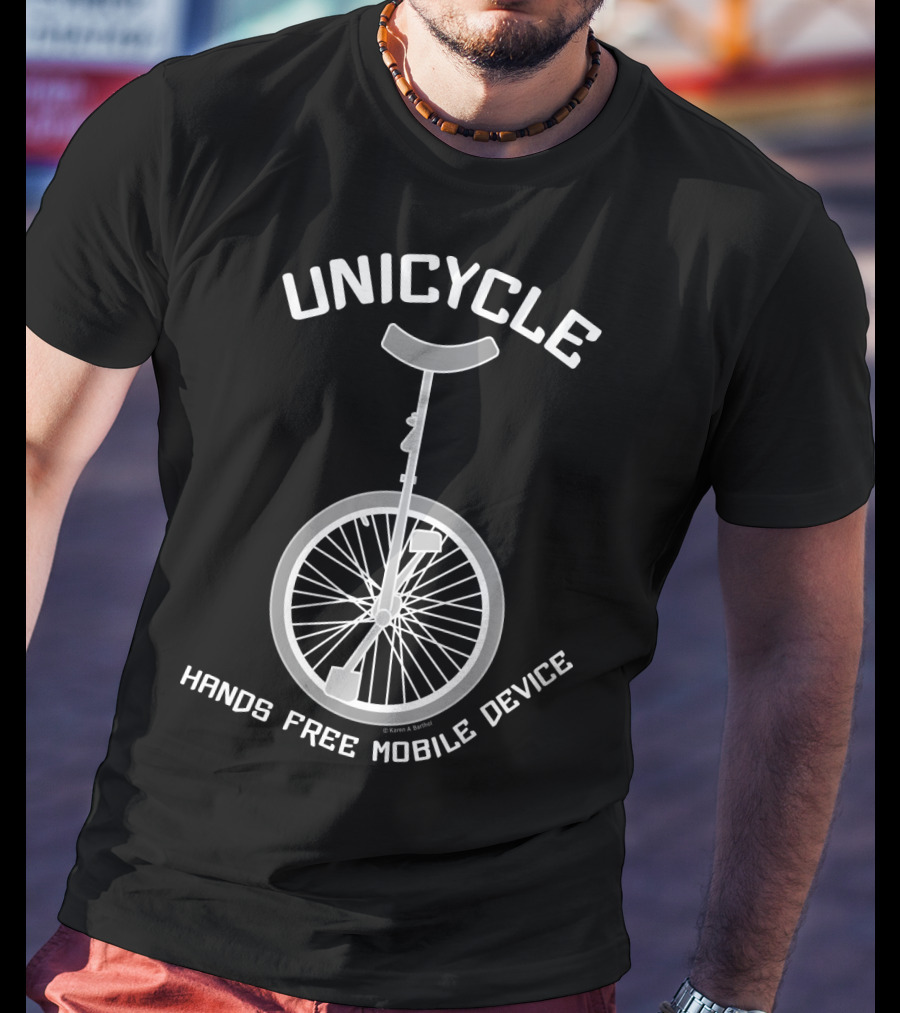 Unicycle Hands Free Mobile Device T-Shirt
