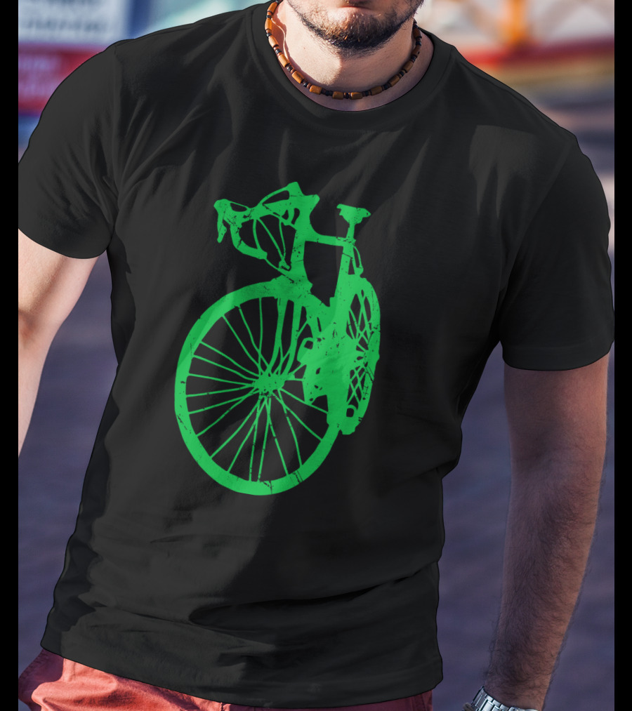 Vintage Rustic Racing Bike In Green T-Shirt