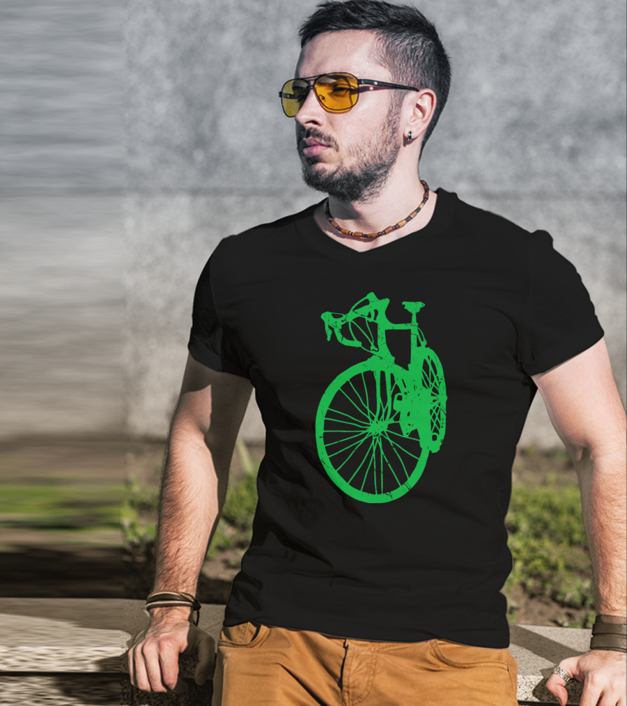 Vintage Rustic Racing Bike In Green T-Shirt