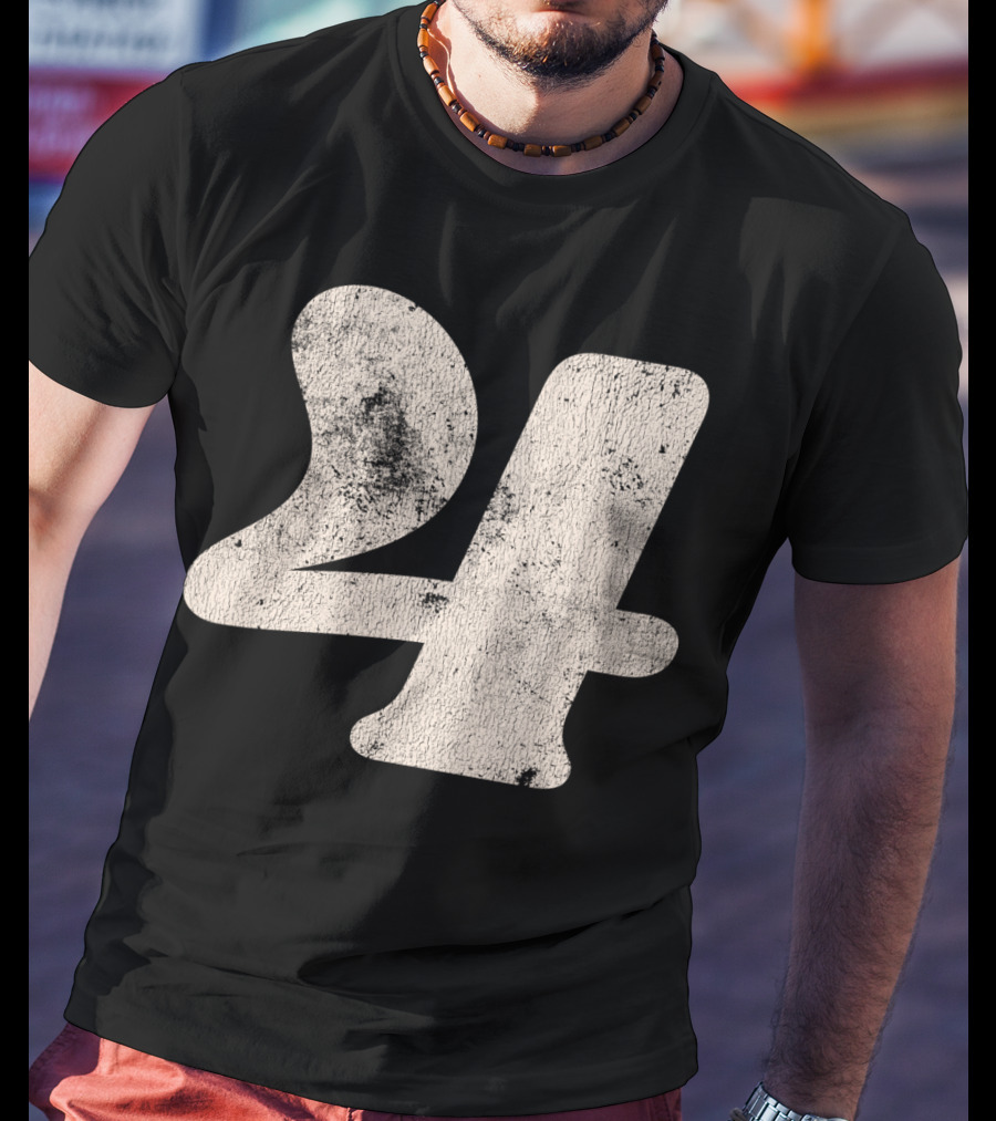 Vintagestyle Textured 24 Number Four T-Shirt