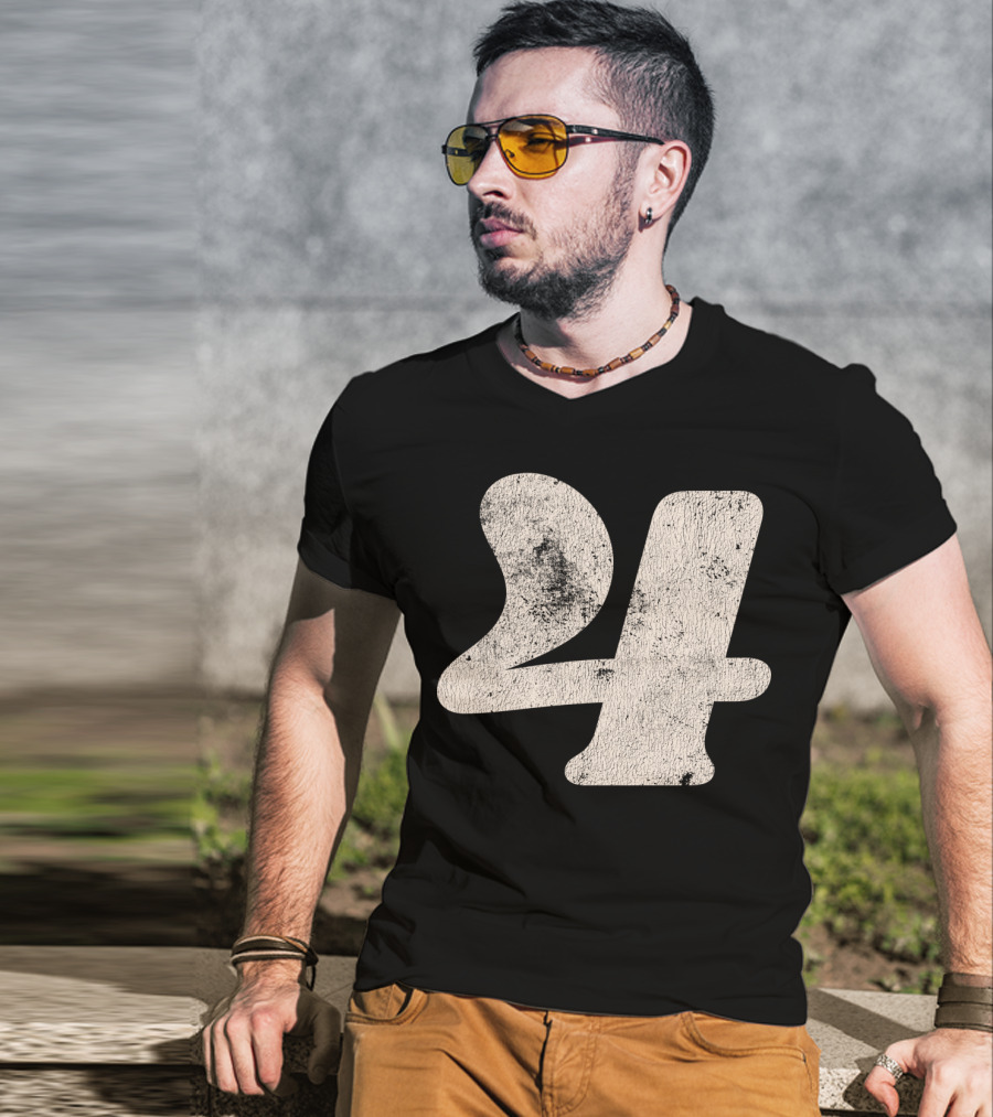 Vintagestyle Textured 24 Number Four T-Shirt