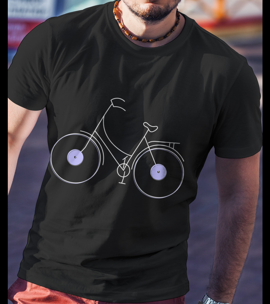 Vinyl Wheel Bicycle Line T-Shirt