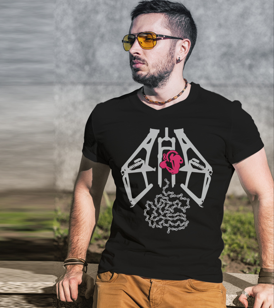 XRay MTB Suspension Anatomy With Cyclist And Bike Chain T-Shirt