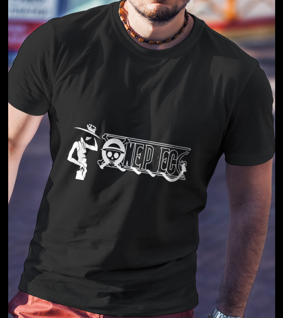 One Piece Luffy Straw Hat Pirate Monochrome T-Shirt