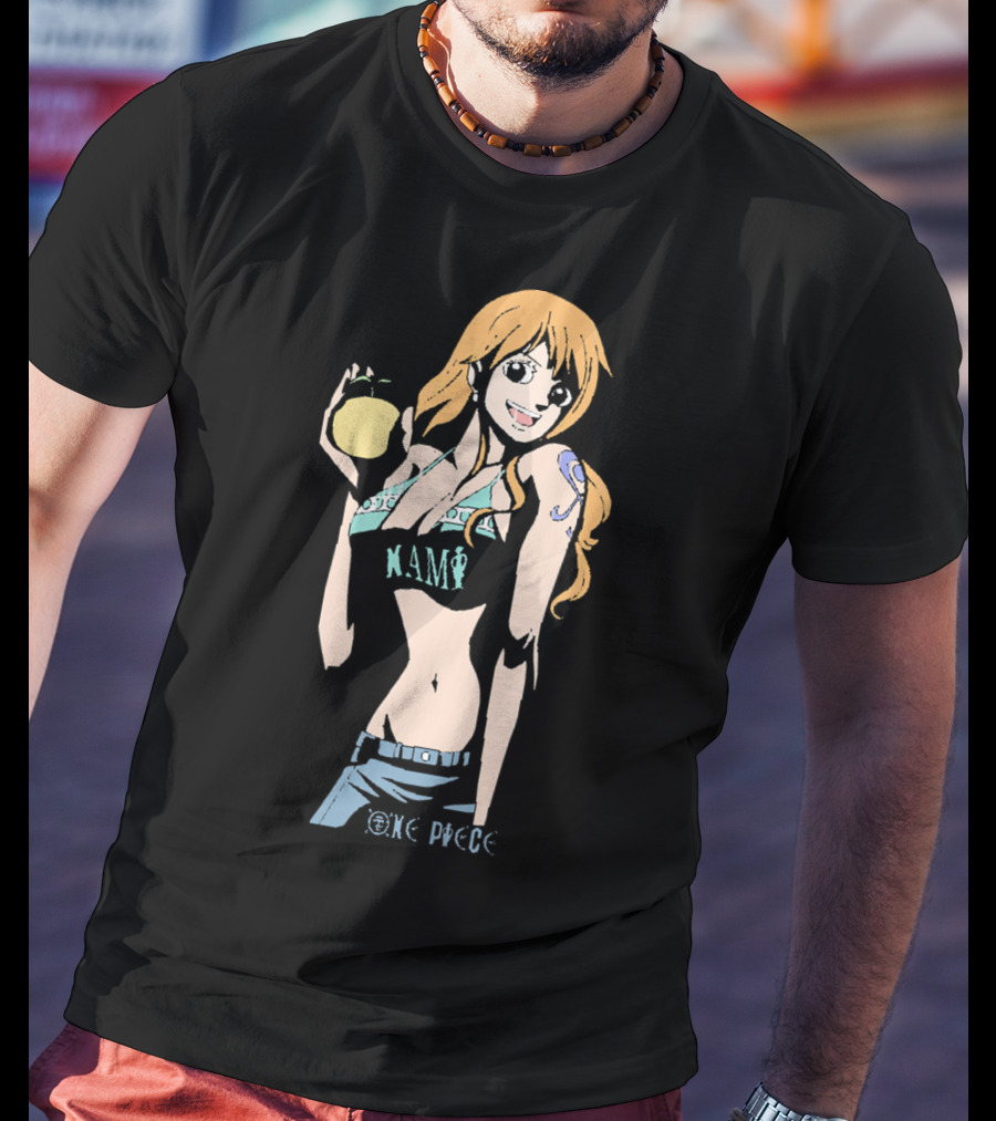 One Piece Nami Holding Fruit Anime Character T-Shirt
